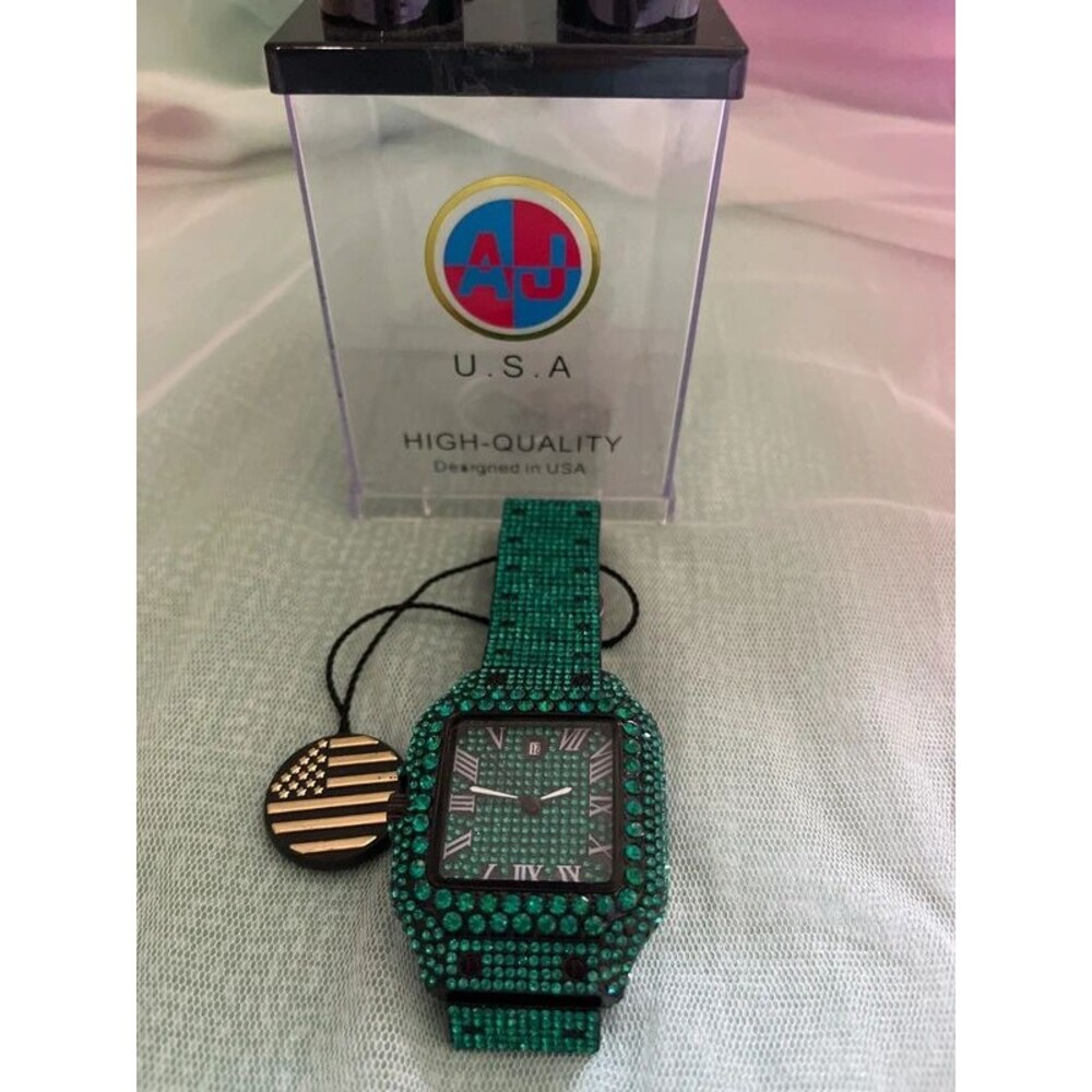 Green Rhinestone Watch - Picture 2 of 3